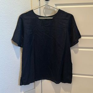 Eileen Fisher Medium Blouse - navy with little black lines (see pic)